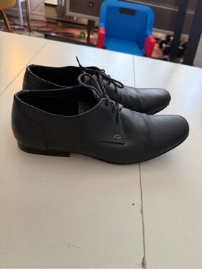 Lacoste Paris Black Leather Lace-Up Dress Shoes Men's 10 Classic Luxury Office